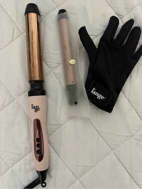 Lange Rose Gold and Blush Curling Wand with Black Heat-Resistant Glove